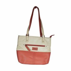 Stone & Company Peach and Off-White Leather 2015 Handbag